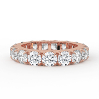 Bague en or jaune 14K 18K conforme aux normes, avec diamant de laboratoire rond couleur champagne, palette désertique, sertissage à griffes partagées, bande éternité complète