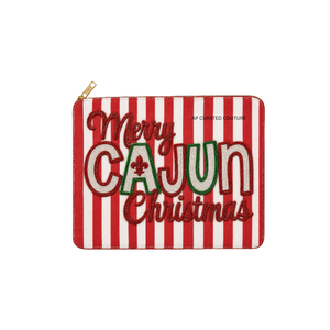 Monedero de Cremallera Bordado Artesanal Holly Jolly con Patrón Navideño Verde y Rojo, Bolsa de Monedas Personalizada con Cuentas de Semillas, Festivo para las Fiestas - Product Image 2