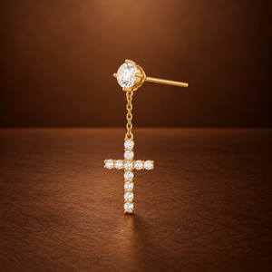 Boucles d'oreilles pendantes en or 14 carats avec diamant de laboratoire taille émeraude certifié IGI, unisexe, pour fiançailles, mariage, soirée - Product Image 1