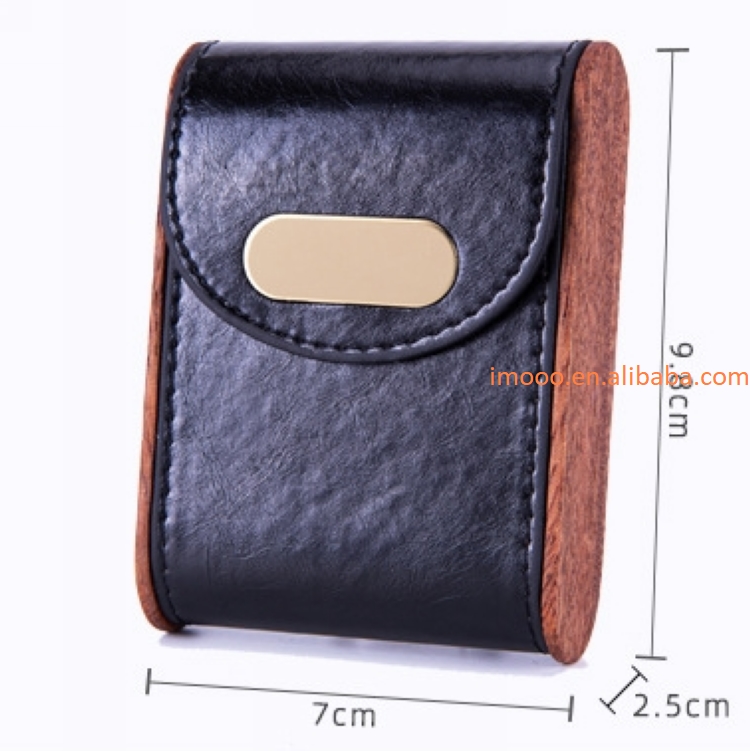 Factory Price Solid Wood Vintage Leather Cigarette Case