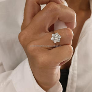 Anillo fino de estilo vintage de oro blanco de 14K, banda de compromiso de diamante cultivado en laboratorio blanco certificado IGI, Idea de regalo para fiesta de boda para mujer - Product Image 3