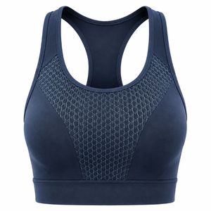 Soutien-gorge de sport dos nageur pour femme, col rond, empiècements en maille respirants, maintien élevé, sans coutures, pour le yoga, couleur unie, léger - Product Image 5