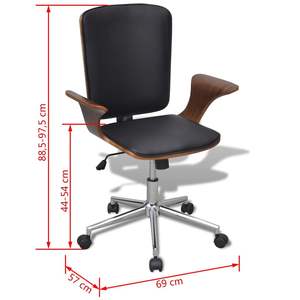 Silla de Oficina Ergonómica Mediana de Cuero Sintético Negro para el Entorno Laboral - Product Image 5