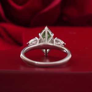 Fancy Vivid Green Marquise Cut Lab Grown Diamond <b>Ring</b> 14K Gold Unique Color <b>Statement</b> Fashion <b>Ring</b> - Product Image 4
