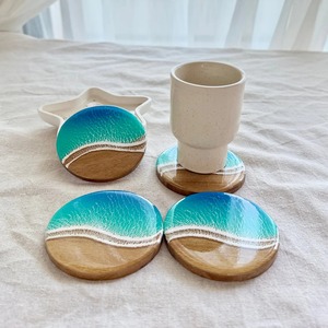 Ensemble de dessous-de-verre en résine de bois de qualité supérieure par NEHA ENTERPRISES, dessous-de-verre en bois naturel avec résine époxy pour tasses à café et verres - Product Image 2