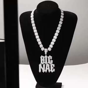 Cadena de tenis de lujo con diamantes, colgante con nombre personalizado, plata de ley 925 chapada en oro, collar de diamantes estilo hip hop para hombre, compromiso, boda - Product Image 4