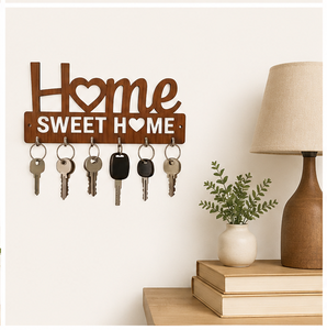 Decorative Wooden Home Sweet Home <b>Key</b> Holder For <b>Wall</b> Rustic <b>Wall</b> Mounted Entryway Organizer With 6 Heavy-Duty Metal <b>Hooks</b> - Product Image 4