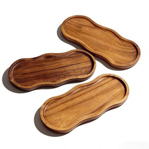 Bandejas de madera, bandeja para servir, bandeja de madera natural, tabla para servir alimentos, bandeja de madera rústica, para cocina y comedor - Product Image 1