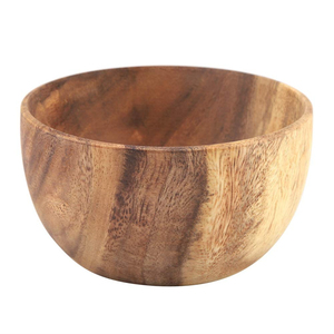 Bol en bois d'acacia massif de la plus haute qualité, naturel, sculpté à la main, rond, pour servir, ustensiles de cuisine écologiques en bois pour salade - Product Image 1