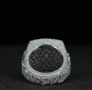 Anillo de compromiso de lujo para hombre, estilo hip hop, con moissanita VVS, personalizado, chapado en rodio, regalo personalizado para él. - Product Image 4