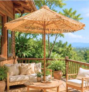 Parasol en fibre de coco naturelle Eco2go Vietnam, écologique, fait main, pour meubles d'extérieur, jardin, resort, parc, décoration - Product Image 6