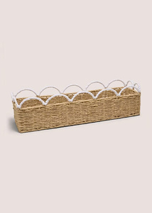 Plateau de service en papier festonné tissé à la main, organisateur en jonc de mer naturel, plateau décoratif pour rangement et présentation sur table à manger - Product Image 2
