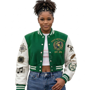 Chaqueta Varsity Personalizada para Mujer, Estilo Vintage, con Parches, Bordada, Estilo Urbano, Universitaria, HBCU, Informal - Product Image 3