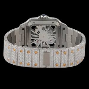 Reloj de Hombre Personalizado con Esfera Cuadrada de Esqueleto, Completamente Adornado con Diamantes Moissanite, Estilo Hip Hop de Moda - Product Image 3