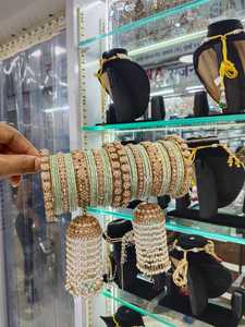 PADMAWATI BANGLES PRIVATE LIMITED High Quality Luxury <b>Tungsten</b> Gold Plated Women's Multi Color Indian Bridal Wedding Party - Product Image 1