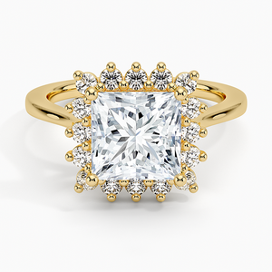Bague de fiançailles pour femme en argent sterling 925 avec bordure florale de forme carrée et diamants en moissanite - Product Image 3