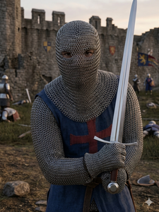 Coif en maille de fer doux et d'aluminium traditionnel, léger et entièrement 3D, pour armure médiévale et costume de la Renaissance - Product Image 6
