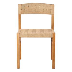 Chaise de salle à manger en teck massif de style Mid-Century Modern, avec assise et dossier tressés, faite à la main, style rotin, design de créateur, pour extérieur, entrepôt, maison, bar - Product Image 2