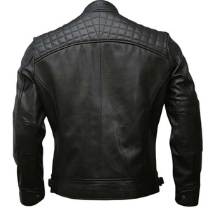 Veste de motard en cuir véritable pour homme, noire, vintage, marron, effet vieilli, en peau d'agneau, vestes de moto pour homme, MADE BY HS 2027 - Product Image 4