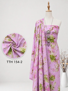 Tissu en mousseline imprimé floral respirant 60GSM TTH 154-2 léger tissé 100% polyester 58/60 pouces pour vêtements de sari féminin et tenues latines - Product Image 1