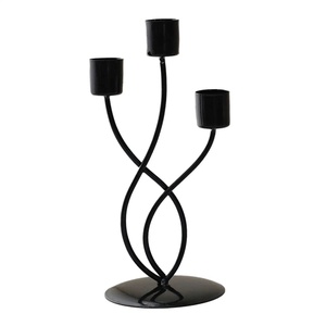 Black Powder Coated 2 Light Candelabra Minimalist Twisted Metal Taper <b>Candlestick</b> <b>Holder</b> For Tabletop Wedding & Home Decoration - Product Image 3