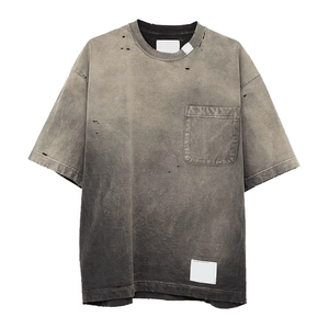 Camisetas de Hombre con Efecto Desgastado Más Vendidas, Camisetas de Primera Calidad Lavadas, Hechas a Medida, de Manga Corta, con Cuello Redondo y Lavado Ácido para Hombre - Product Image 1