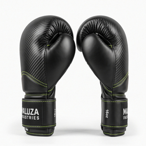 ถุงมือชกมวยหนังแท้คุณภาพพรีเมียมจาก MALUZA INDUSTRIES ปิดแบบตีนตุ๊กแก ป้ายกำกับสั่งทำพิเศษ ดูดซับแรงกระแทกสูง เหมาะสำหรับการฝึกซ้อม - Product Image 2