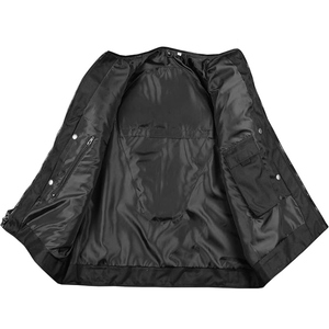 Custom <b>Men's</b> Genuine Cowhide <b>Leather</b> Motorcycle Biker Vest Stand Collar Side Adjustable Straps Premium Riding <b>Waistcoat</b> - Product Image 3