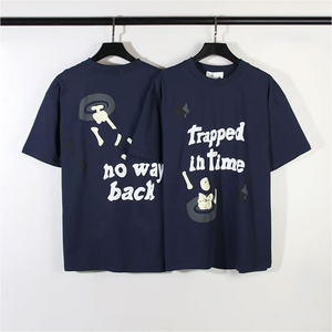 T-shirts personnalisés de haute qualité 100% coton, coupe ample, respirants, impression puff, avec logo personnalisé pour hommes, col rond - Product Image 2