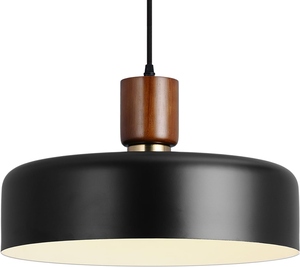 Lampe suspendue noire moderne, lampe suspendue nordique, lampe de plafond en bois, lampe suspendue industrielle en métal - Product Image 4
