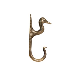 Gancho de pared con forma de cabeza de pájaro, acabado en latón dorado, elegante organizador de baño, perfecto para toallas, batas y accesorios, de la India. - Product Image 1