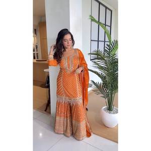 นักออกแบบหญิงบนสุดและ dupatta กับด้ายและลำดับการทำงาน - Product Image 3