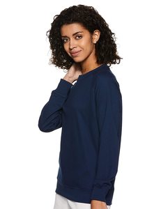 <b>Women's</b> <b>Navy</b> Blue Crew Neck Three Quarter Sleeve Sweatshirt Casual Solid Color Knitted 100% Cotton Breathable Spring Wear - Product Image 2