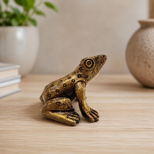 Mini sculpture de grenouille en laiton Shubham, figurine animale sculptée, ornement antique brun, modèle Feng Shui 69F01501 pour la maison et l'hôtel - Product Image 3