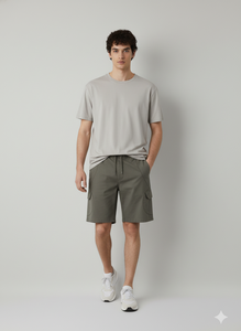 กางเกงขาสั้นเบอร์มิวด้าผู้ชายแบบลำลองเอวกลาง พิมพ์ลายด้วยความร้อน น้ำหนัก 160 กรัม มีหลายกระเป๋า เป็นมิตรกับสิ่งแวดล้อม กันยับ ติดกระดุม - Product Image 3