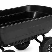 Chariot de jardin industriel à quatre roues en métal noir avec poignée en acier, plateforme mobile, chariot d'extérieur OEM GARWMW000