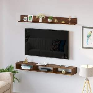 Mueble de TV de Madera para Montaje en Pared, Soporte para Decodificador/Panel de TV con Estantes para Libros y Unidad de Exhibición Decorativa - Product Image 3