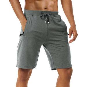 กางเกงขาสั้นผู้ชายสีเทา มีกระเป๋าซิปด้านข้าง เอวยางยืด สวมใส่สบายๆ ในฤดูร้อน ราคาถูก ผลิตจากผ้าฝ้าย - Product Image 1