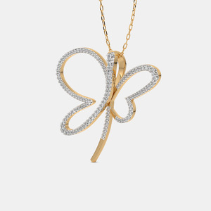 Collier pendentif papillon en or jaune 14 carats avec diamant de laboratoire - Product Image 1
