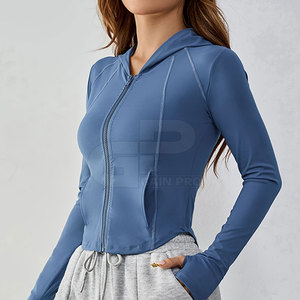 Chaqueta de yoga para mujer, suave al tacto, ligera, de manga larga, tela transpirable, con cremallera completa, para fitness. - Product Image 5