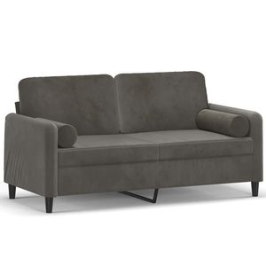 Sofá de terciopelo de 2 plazas en gris oscuro de 55.1 pulgadas con almohadas y cojines para sala de estar - Product Image 2