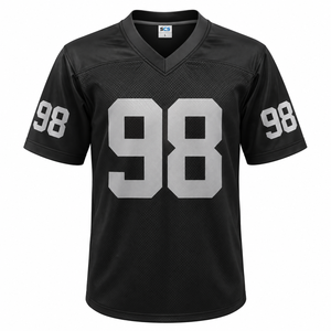 Custom Black American Football Jersey V Neck <b>Mesh</b> <b>Short</b> Sleeve Team Uniform Sportswear Wholesale - Product Image 1