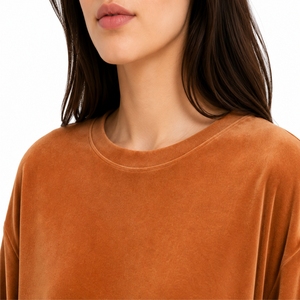 Sweat-shirt long surdimensionné en velours pour femme, doux, confortable, élégant, décontracté, respirant, séchage rapide, doublé, idéal pour l'automne - Product Image 4