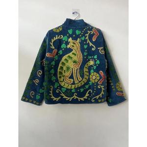 Wholesale Hand Embroidered Animal Pattern Stand Collar Cotton <b>Jacket</b> <b>Women</b> Full Sleeve <b>Spring</b> Style Regular Length Woven Fabric - Product Image 2