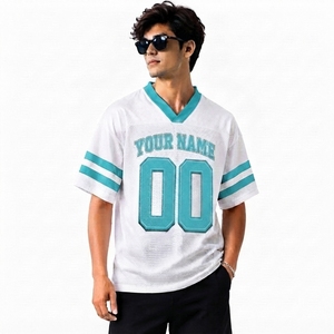 Camiseta de Fútbol Americano Sublimada Personalizada con Marca, 100% Poliéster, Secado Rápido, Cuello de Malla Blanca, Manga Corta para Hombre - Product Image 3