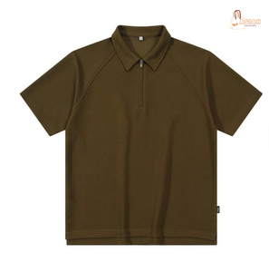 Men's Black Short Sleeve <b>Polo</b> Shirt Zipper Casual Solid Color Quick Dry Knitted Polyester Regular Fit - Product Image 1