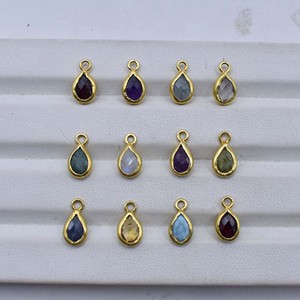 Natural <b>Emerald</b> Teardrop <b>Pendant</b> | Gold Bezel Gemstone Jewelry Charm Sold Per Pc - Product Image 2