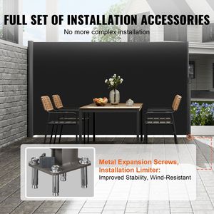 Schermo Laterale Retrattile per Patio in Alluminio Impermeabile da Esterno 71''x 118'' con Poliestere 280g Anti-UV 3 per la Privacy - Product Image 4