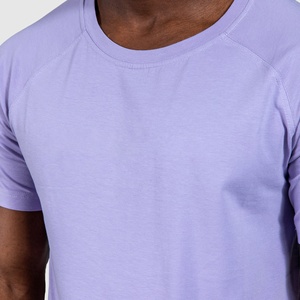 Camiseta de Algodón Morado Sólido de la Mejor Calidad para Hombre, Corte Regular, Cuello Redondo, Manga Corta, Informal, Tejido de Punto, Transpirable, Lisa - Product Image 4