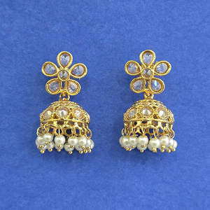 ทำด้วยมือบอลลีวูด Jhumki ต่างหูโรเดียมชุบ206921 - Product Image 5